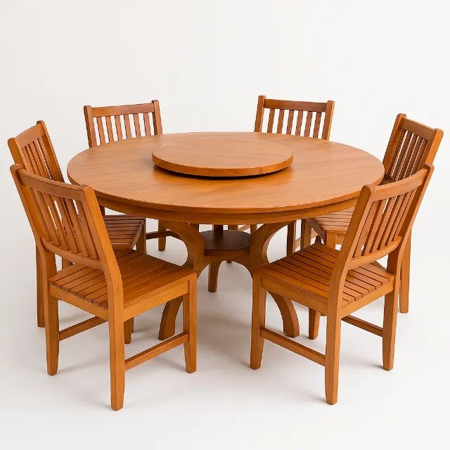 Conjunto Mesa De Jantar - 6 Cadeiras Com Tampo Giratório