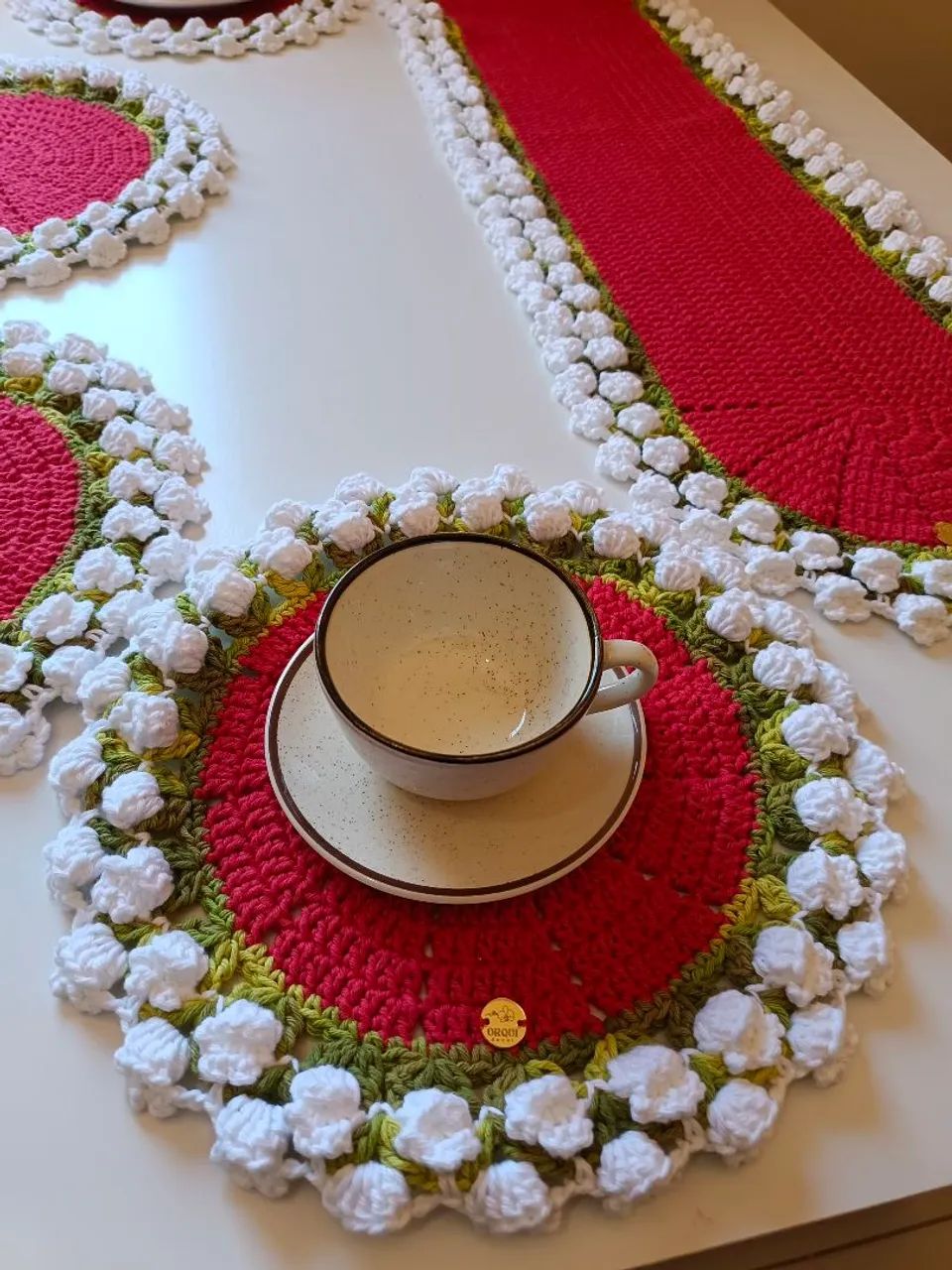 Jogo americano de crochê + trilho - Foto 4