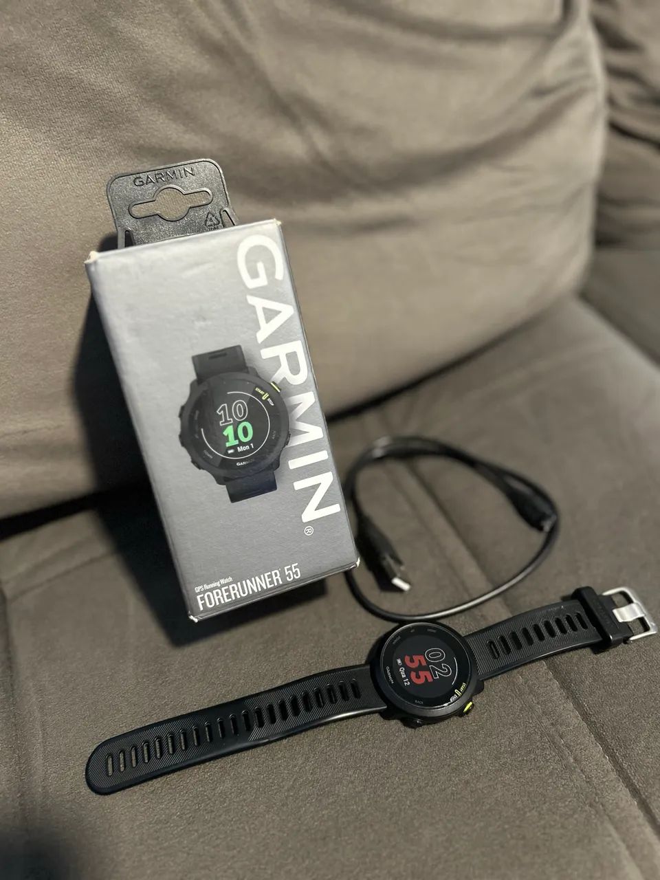 Garmin Forerunner 55 (FR 55) - Impecável! C/ Película e Proteção de Carga