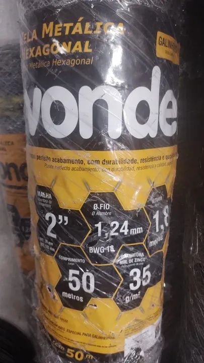 PROMOÇÃO ESPECIAL!!! TELA HEXAG GALINHEIRO vão de 2" / fio18 / alt 1,5/ rolo 50m / R$ 606