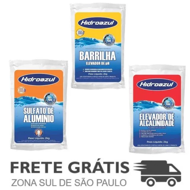 Hydroazul Pool Treatment Kit: 1x Sodium Carbonate + 1x Aluminum Sulfate + 1x Alkalinity Increaser (2 kg each)