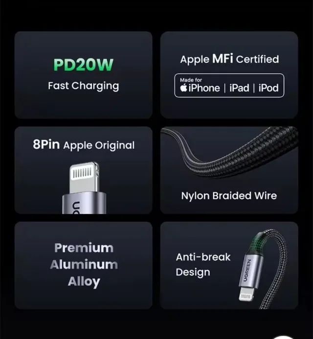 CABO IPHONE 1METRO MFI 20W PD USB C  X LIGHTNING  UGREEN  - Foto 4