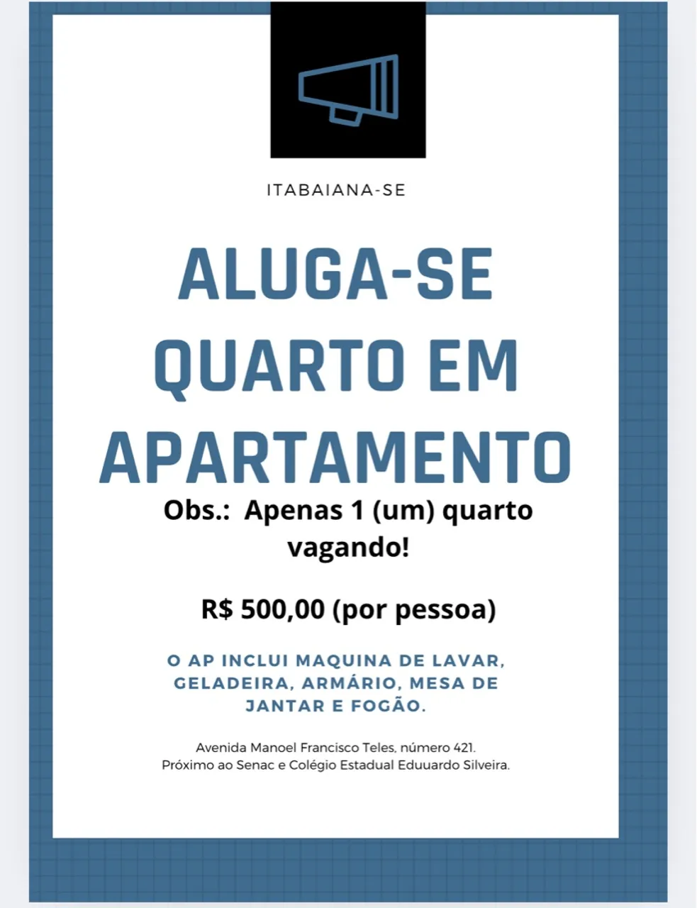 Alugo quarto em ap.