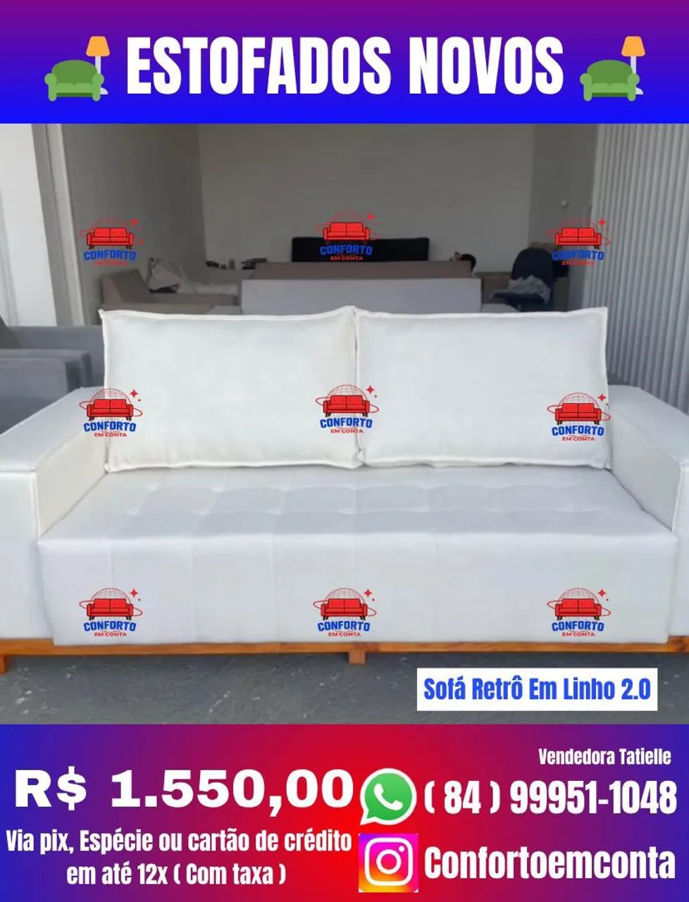 Sofá Retrô Em Linho 2.0 - Conforto e Estilo! - Foto 4