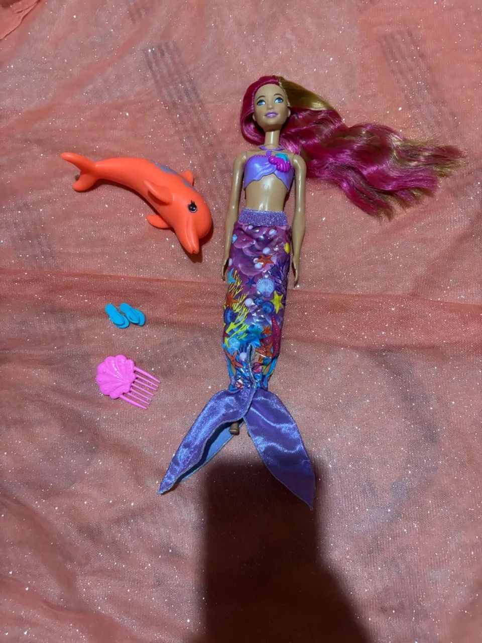 Boneca Barbie Sereia Golfinhos Mágicos 