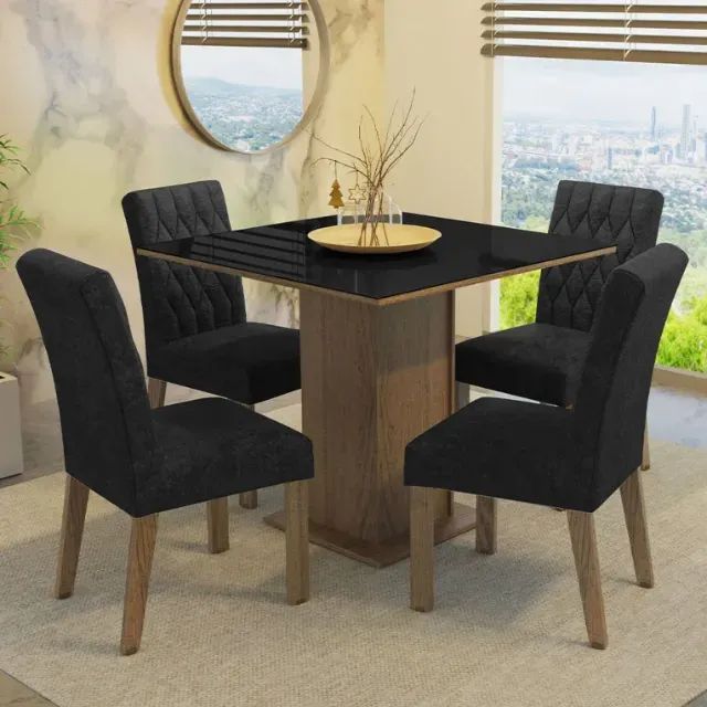 Mesa De Jantar 0.90mx0.90 Com 4 Cadeiras