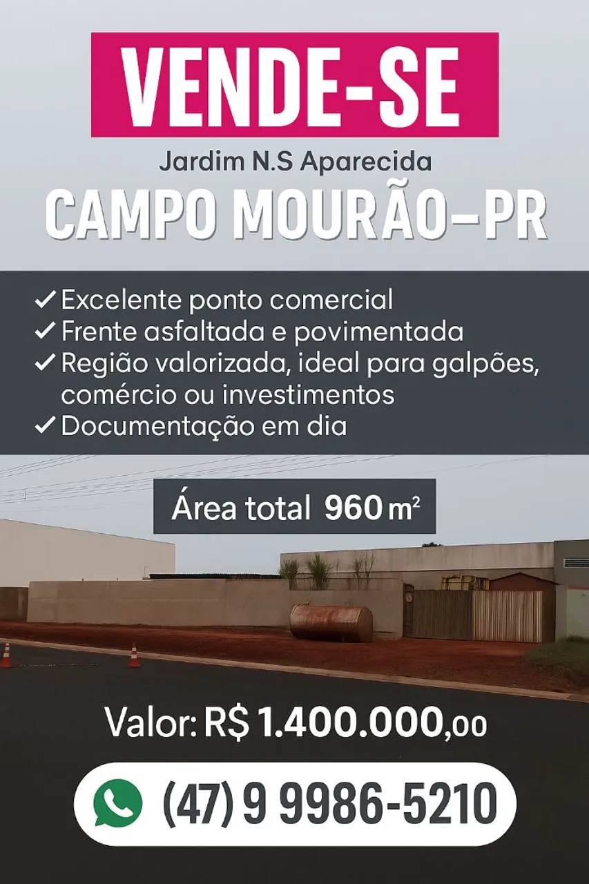 960m²  Em frente BR 158 Campo Mourão PR