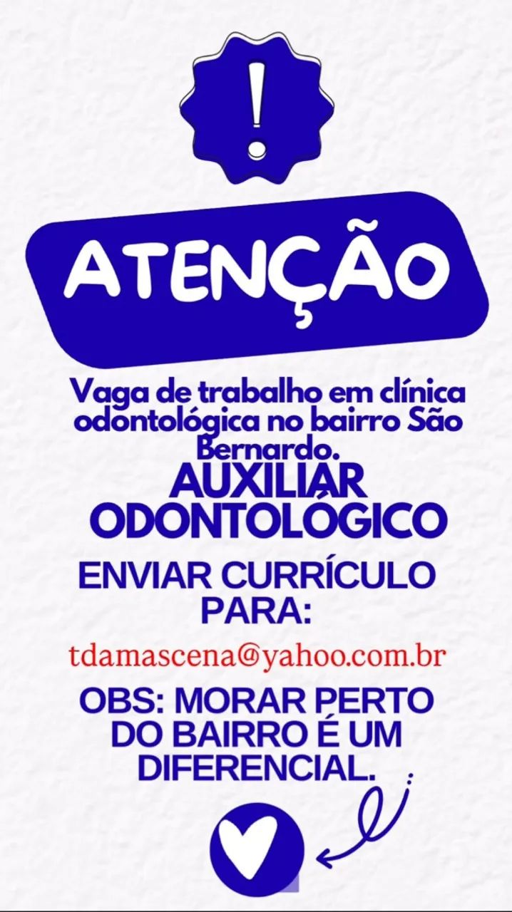 Vaga de emprego clínica odontológica 