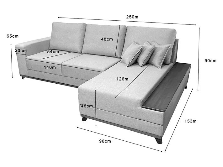 Sofá com Chaise Clara Apoio Lateral em Madeira a75 - Foto 5