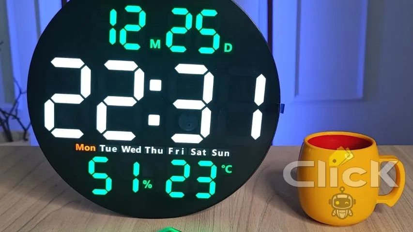 Relogio parede led digital redondo com controle le-2162 - FLEX - Foto 2