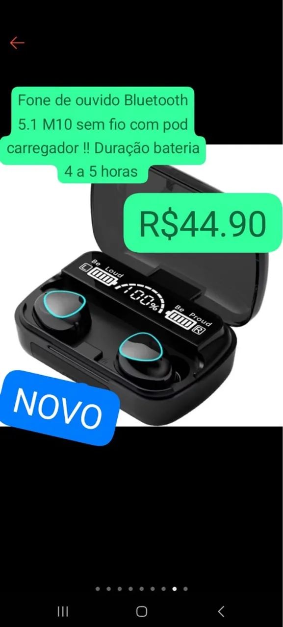 Fone de ouvido Bluetooth 5.1 M10 sem fio novo