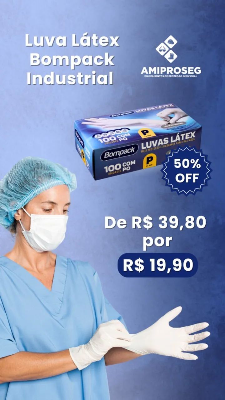 Luva Látex com pó P e M.