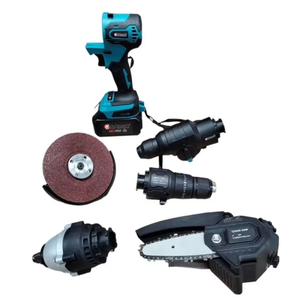 Kit chave de impacto furadeira martelete moto Serra Esmerilhadeira A Bateria 5 Em 1 48V - Foto 5