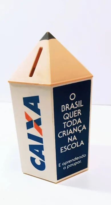 Cofrinho antigo CEF Caixa Federal lápis anos 90 - Foto 2