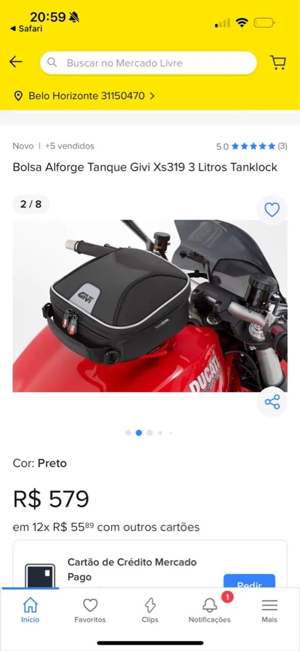 Bauleto Givi para Moto 3litros - Foto 2