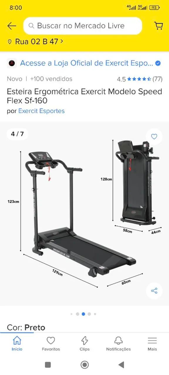 Esteira Ergométrica Exercit Modelo Speed Flex Sf-160