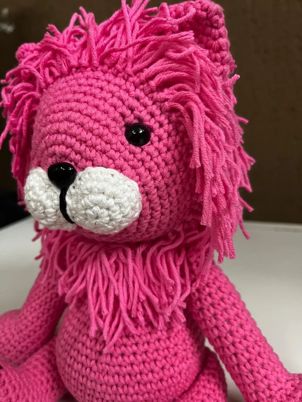 Leão Rosa em Crochê Amigurumi Bichinho de Pelúcia Leãozinho - Foto 4