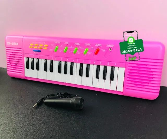 TECLADO INFANTIL ELETRÔNICO 37 TECLAS COM MICROFONE - Foto 2