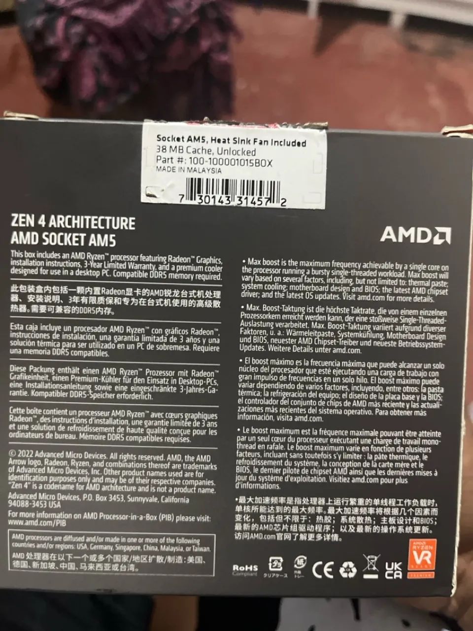 AMD Ryzen 5 7600 / 6Core / 12 Thread Processador / 5.1 GHz Max Boost / 3.8 GHz Base - Foto 3