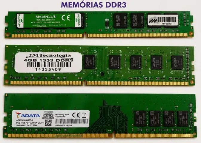 Kit 3 Memórias DDR3 para PC/DESKTOP - Ótimo Estado / Testadas