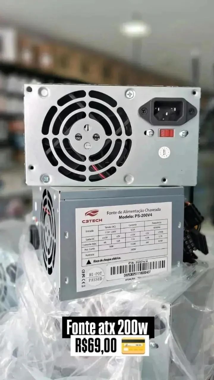 Fonte De Alimentação Para Pc C3tech/ C3plus Ps-200v4 200w