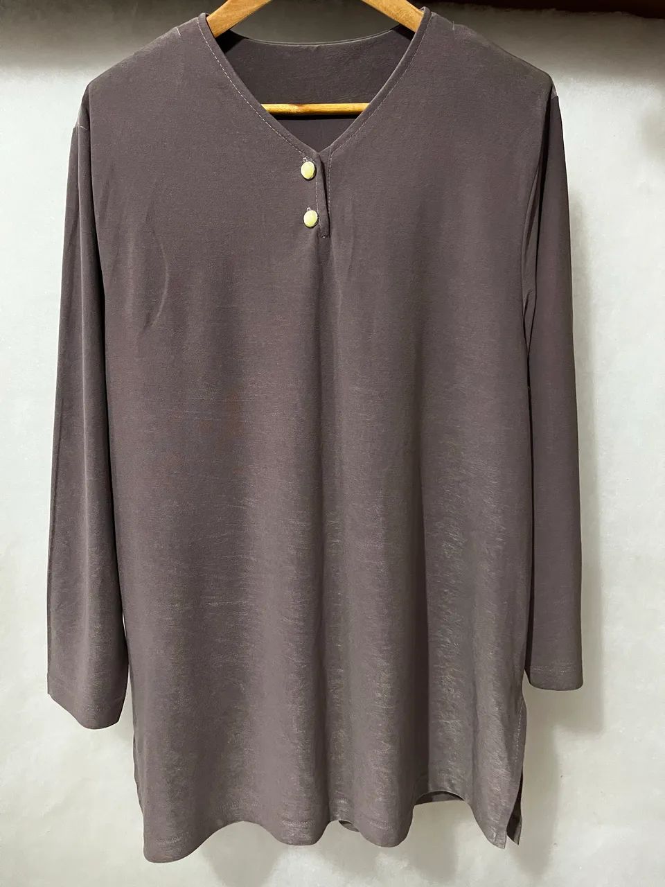 Blusa Cinza de Frio Manga Comprida Moda Feminina Plus Size - Foto 2