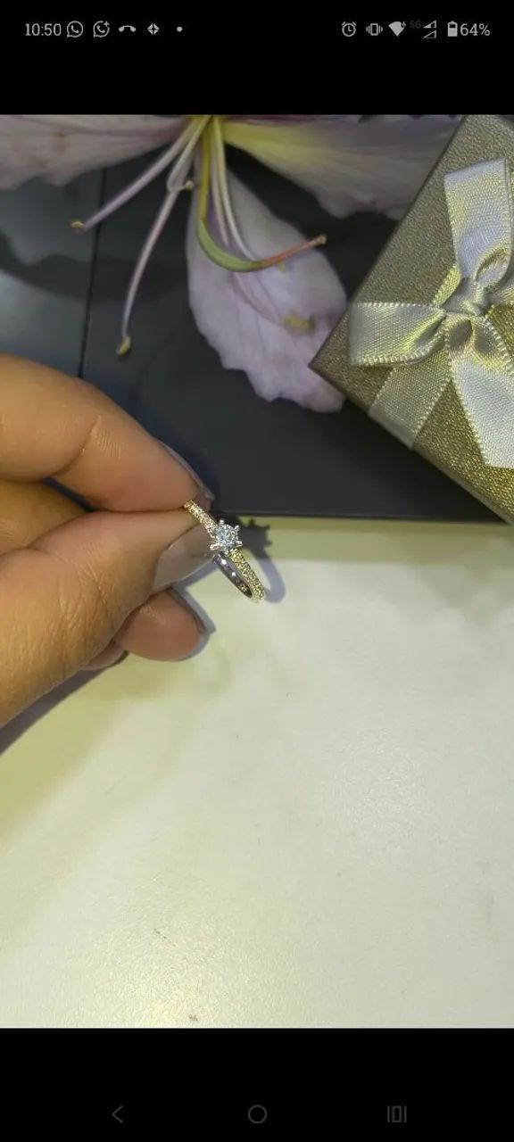 Anel Solitário prata com Zircônia  - Foto 3