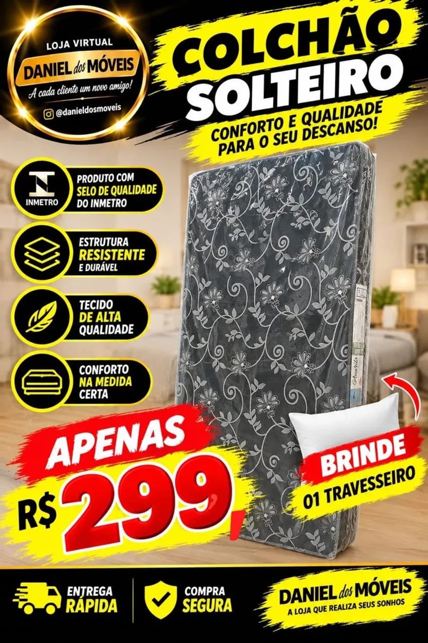Colchão solteiro espuma D20 _ Entrega rápida 