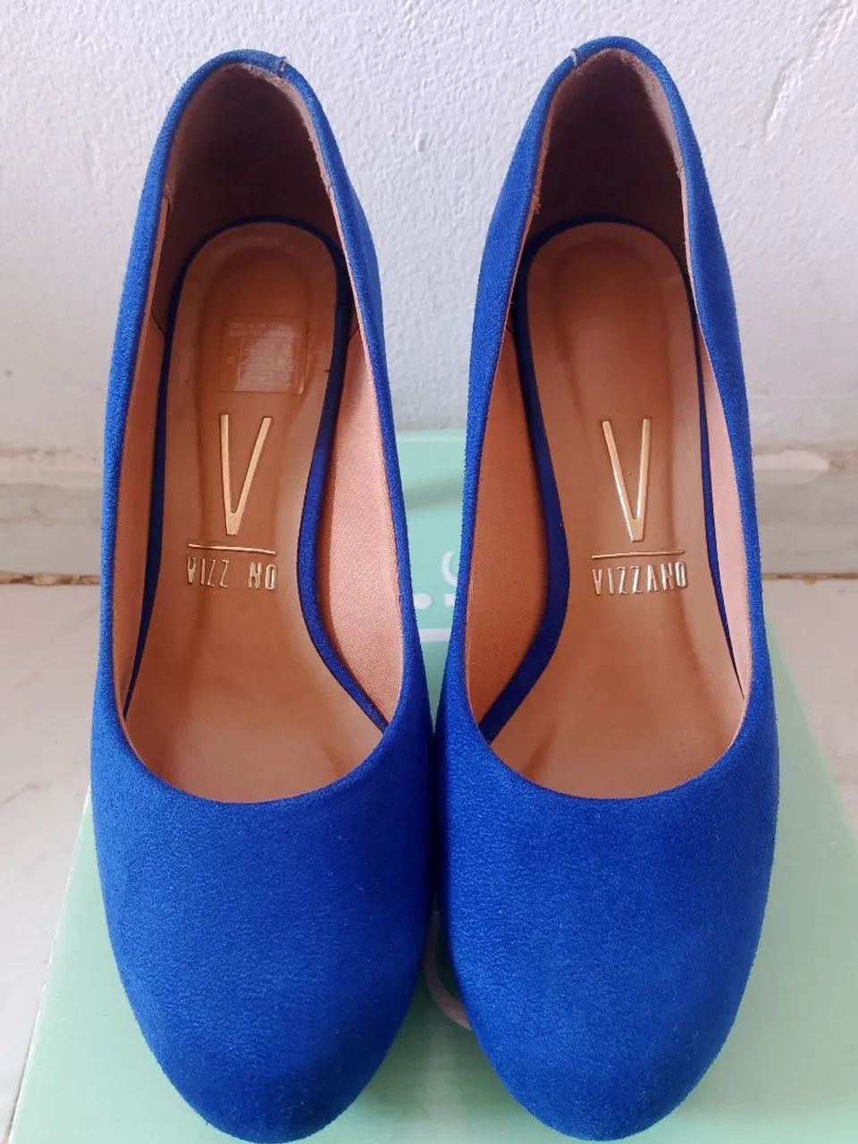 Scarpin meia pata vizzano azul 37 - Foto 3