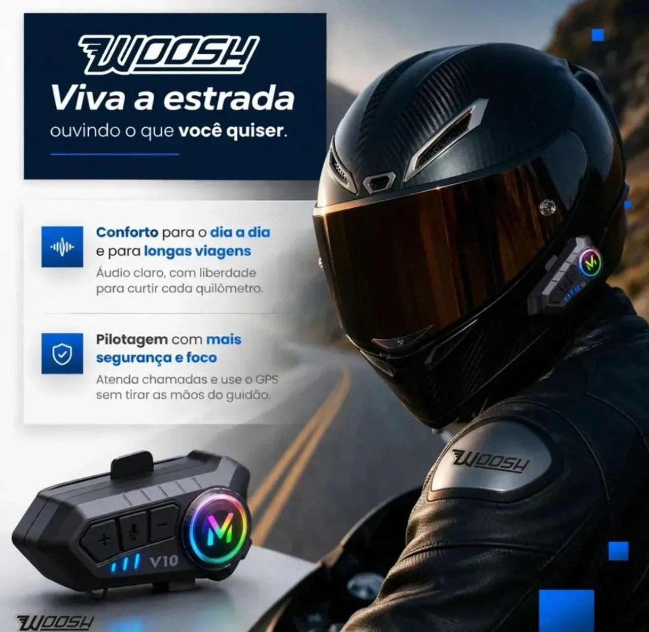 FONE BLUETOOTH PARA CAPACETE WOOSH V10 - Foto 4