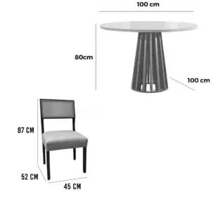 Mesa de Jantar Berlim 100cm Redonda com Vidro e 4 Cadeiras  Madeira - Foto 4