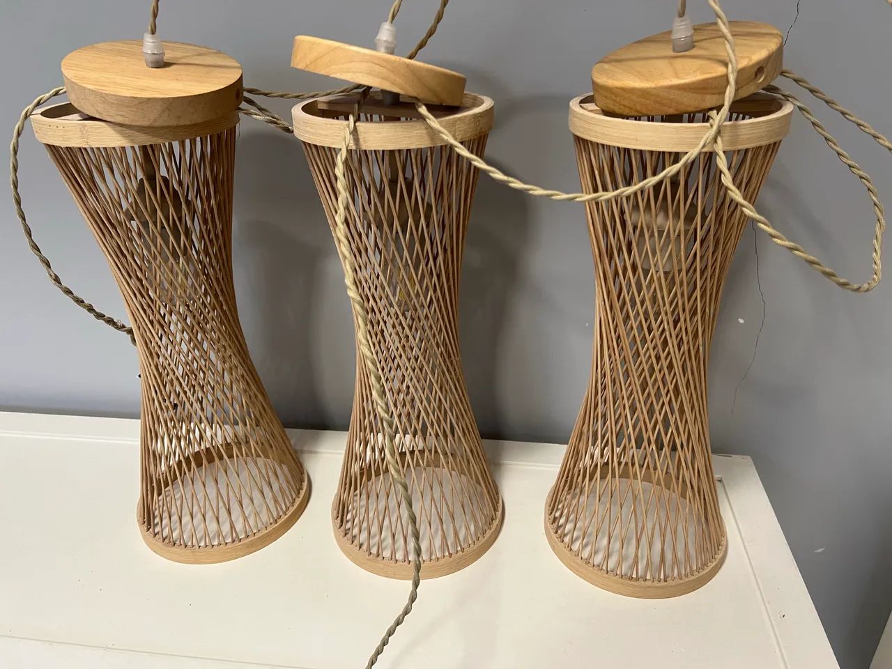 Luminárias / pendentes em fibras ( vendo troco )