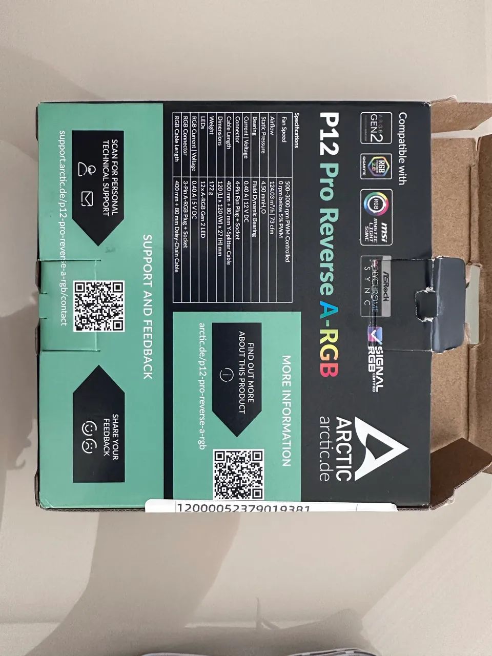 Fan Reversa ARCTIC P12 Pro A-RGB 120mm PWM - Foto 3