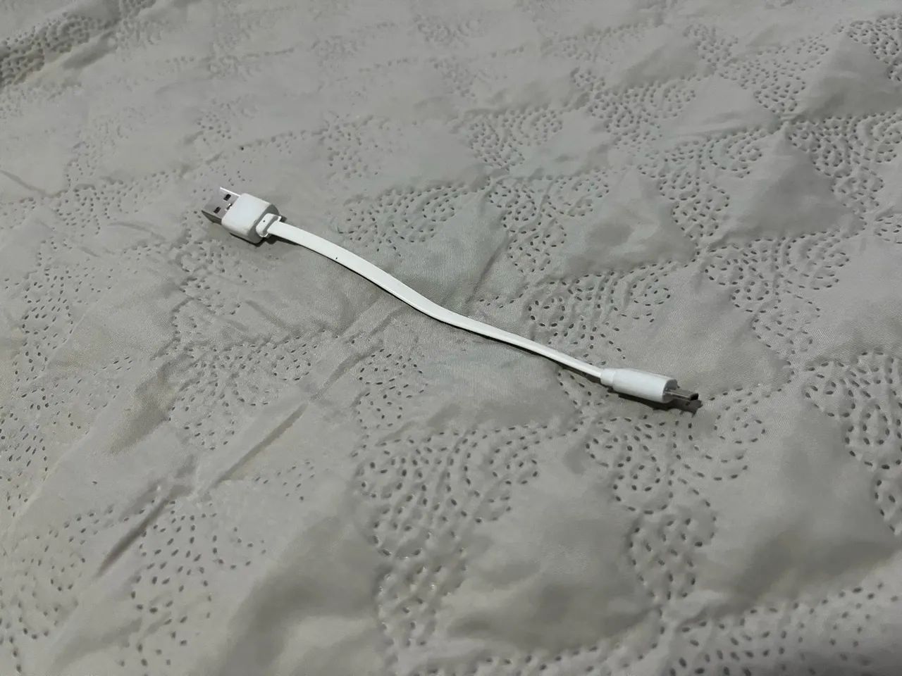 Cabo USB Curto Flat Branco (Micro-USB) Ideal para Powerbank e Carro - Foto 3