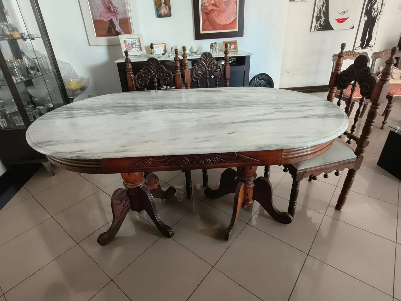 Mesa antiga de seis cadeiras - Foto 3