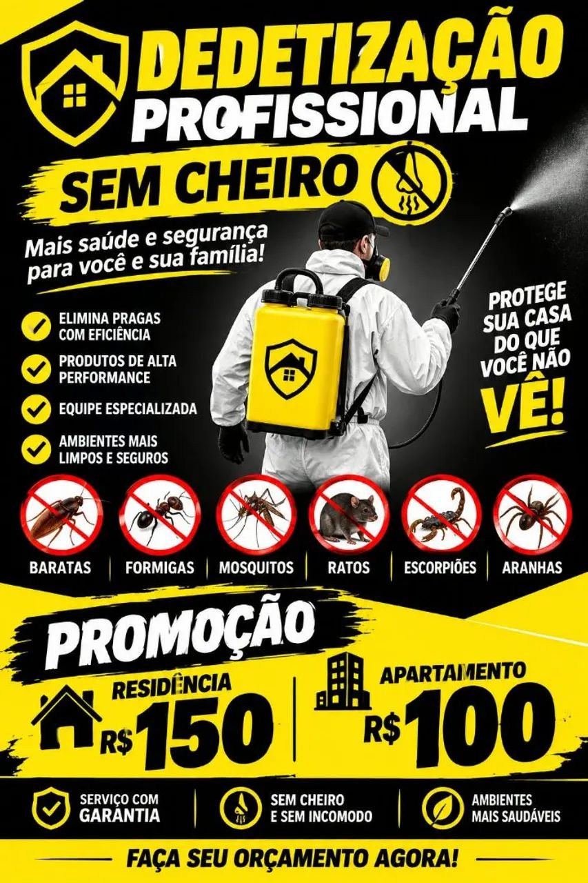 Dedetização profissional sem cheiro promoção