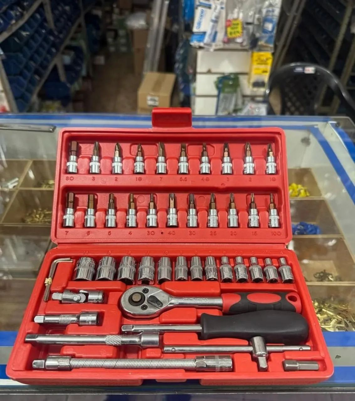 Maleta de ferramentas 46 peças - kit chave catraca 1/4