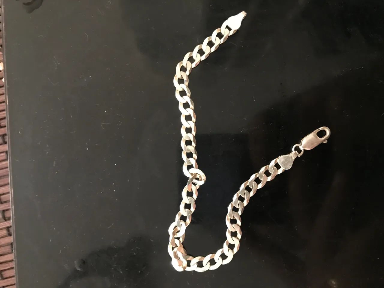 Corrente de prata pura 7mm 70cm + pulseira de prata pura  - Foto 3