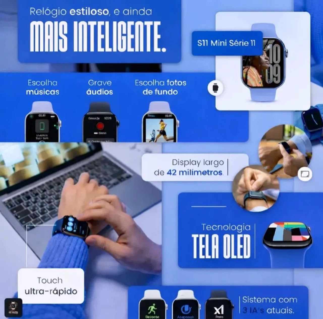 Smartwatch Microwear S11 Mini - Compacto, moderno e completo! - Foto 5