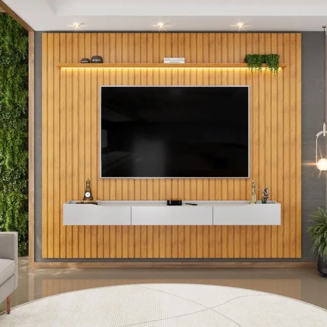 Painel Ripado Para tv de ate 75 Polegadas 2,75cm de largura com Led Novo  - Foto 2