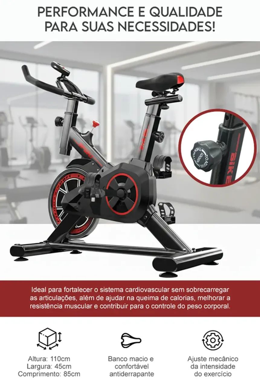 Bicicleta Ergométrica Spinning com Roda de Inércia 6kg e Display LCD - Foto 4