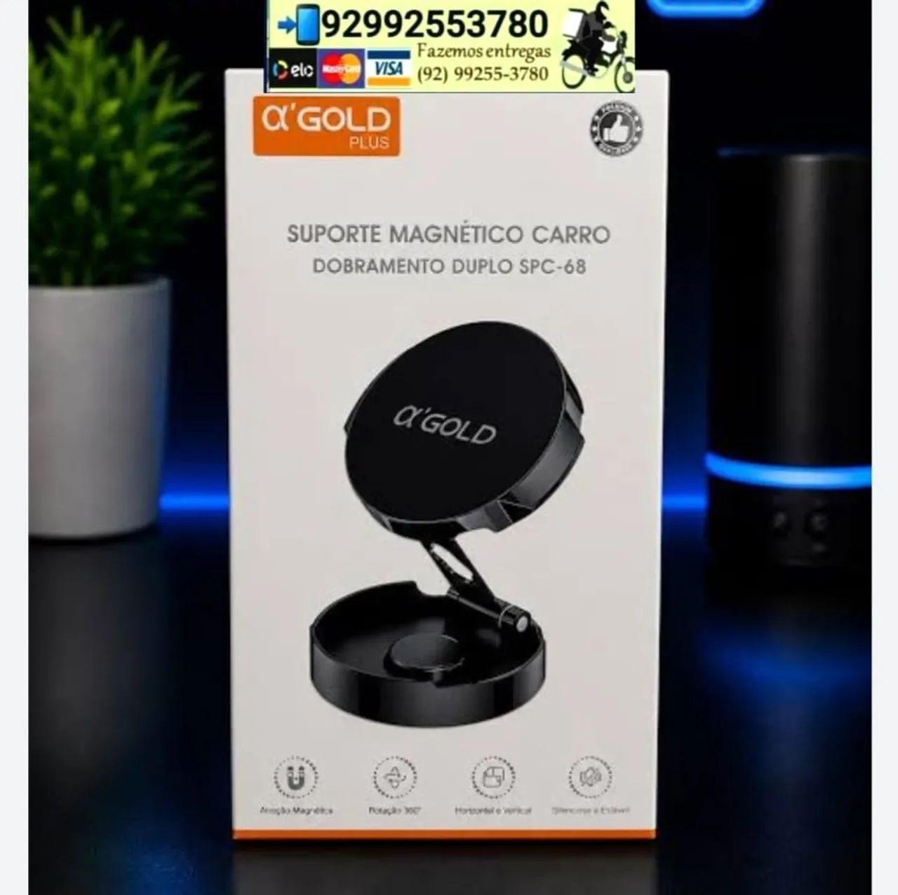 SUPORTE CELULAR CARRO MAGNÉTICO DOBRÁVEL 