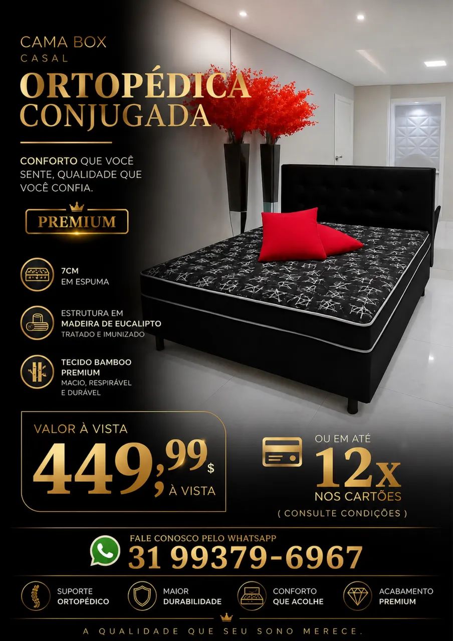 Cama box Casal conjugada ortopédica 