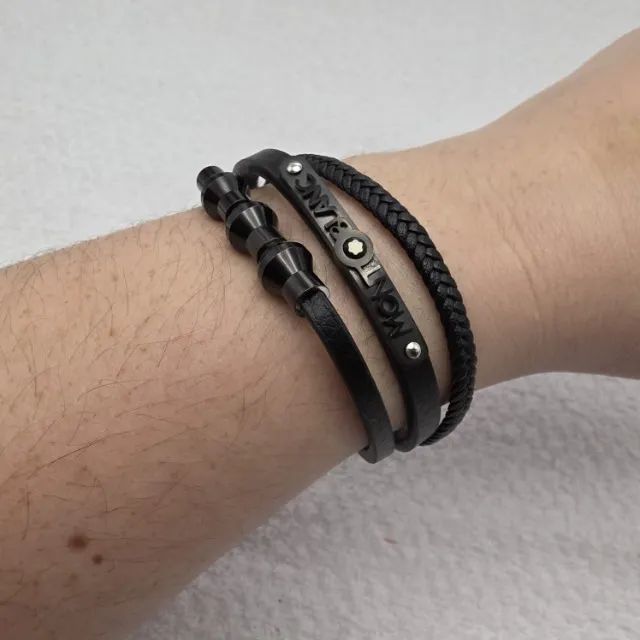 PULSEIRA MASCULINA, FECHO MAGNETICO, COURO, MONTBLANC