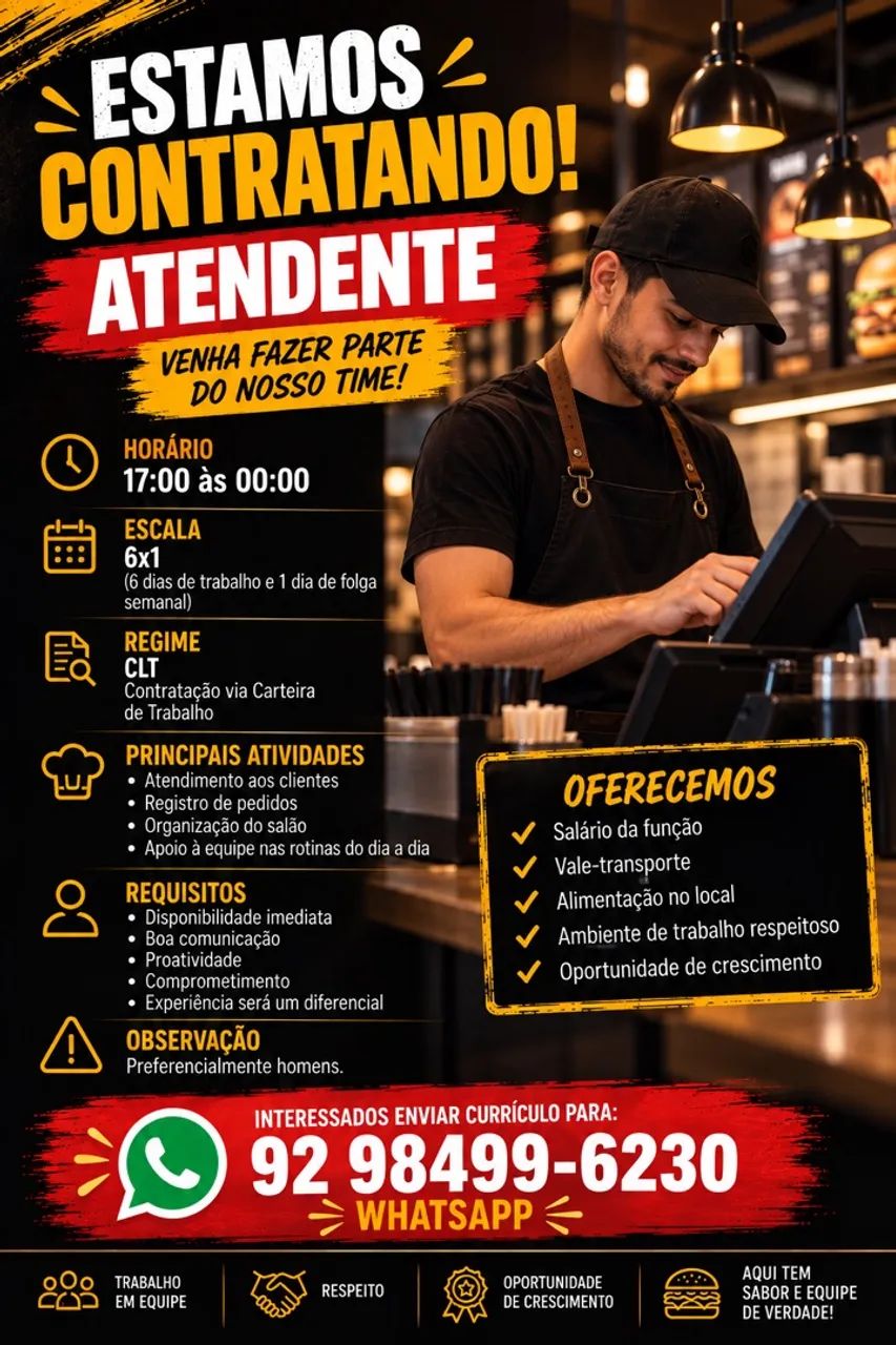 Vaga para atendente 
