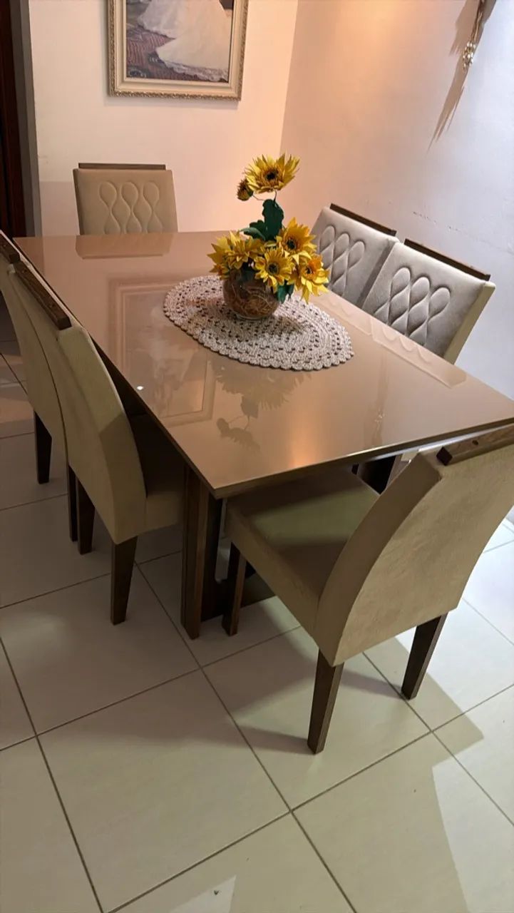 Mesa Retangular 6 cadeiras semi nova  - Foto 2