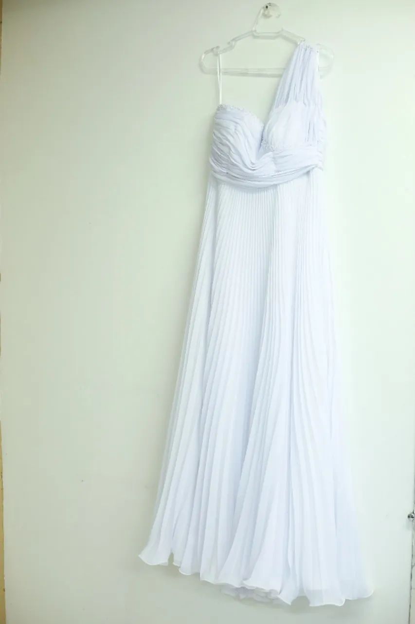 Vestido De Noiva Um Ombro Só Estilo Grego Plissado Longo