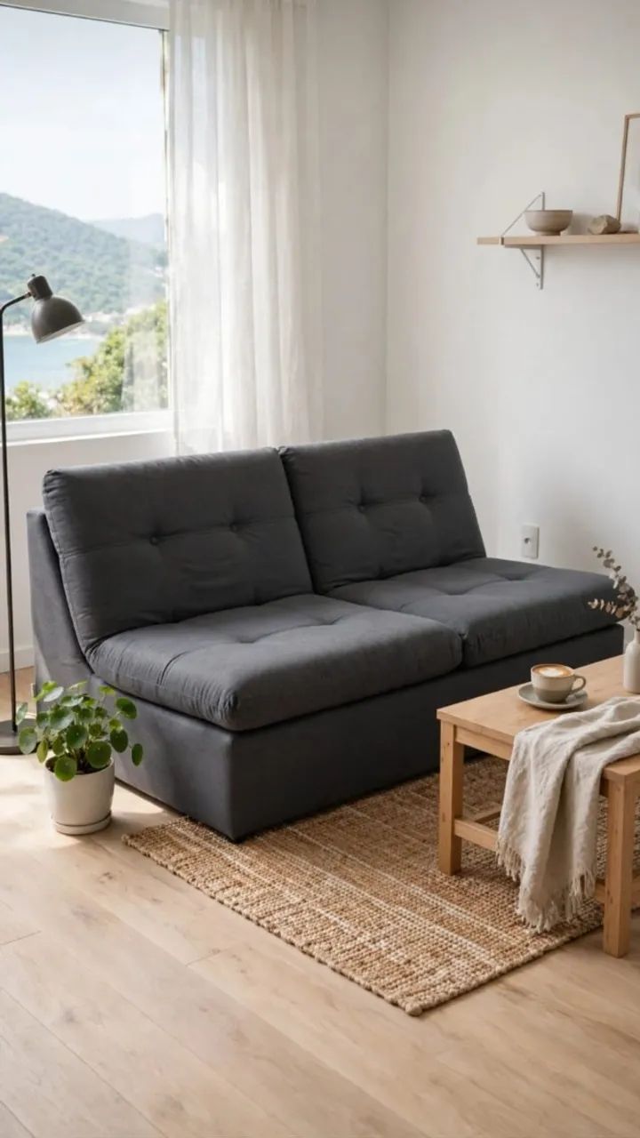 Sofá Tok Stok Tok&Stok Módulo 2 Lugares 1,48m Cinza Futon