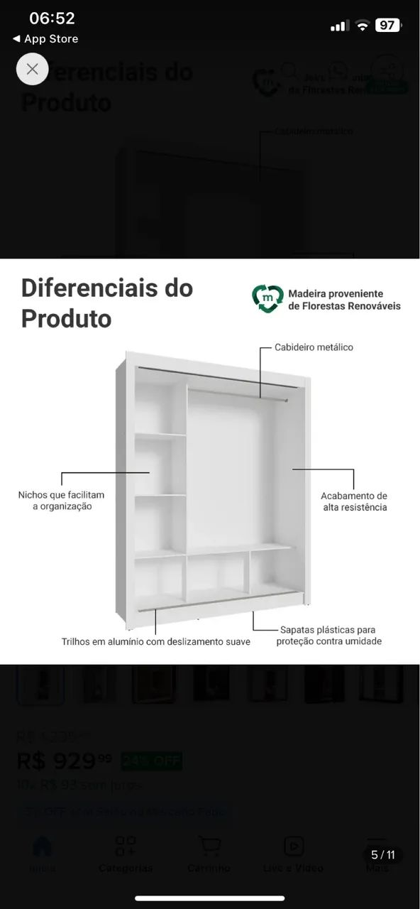 Guarda roupa de mdf branco - Foto 2