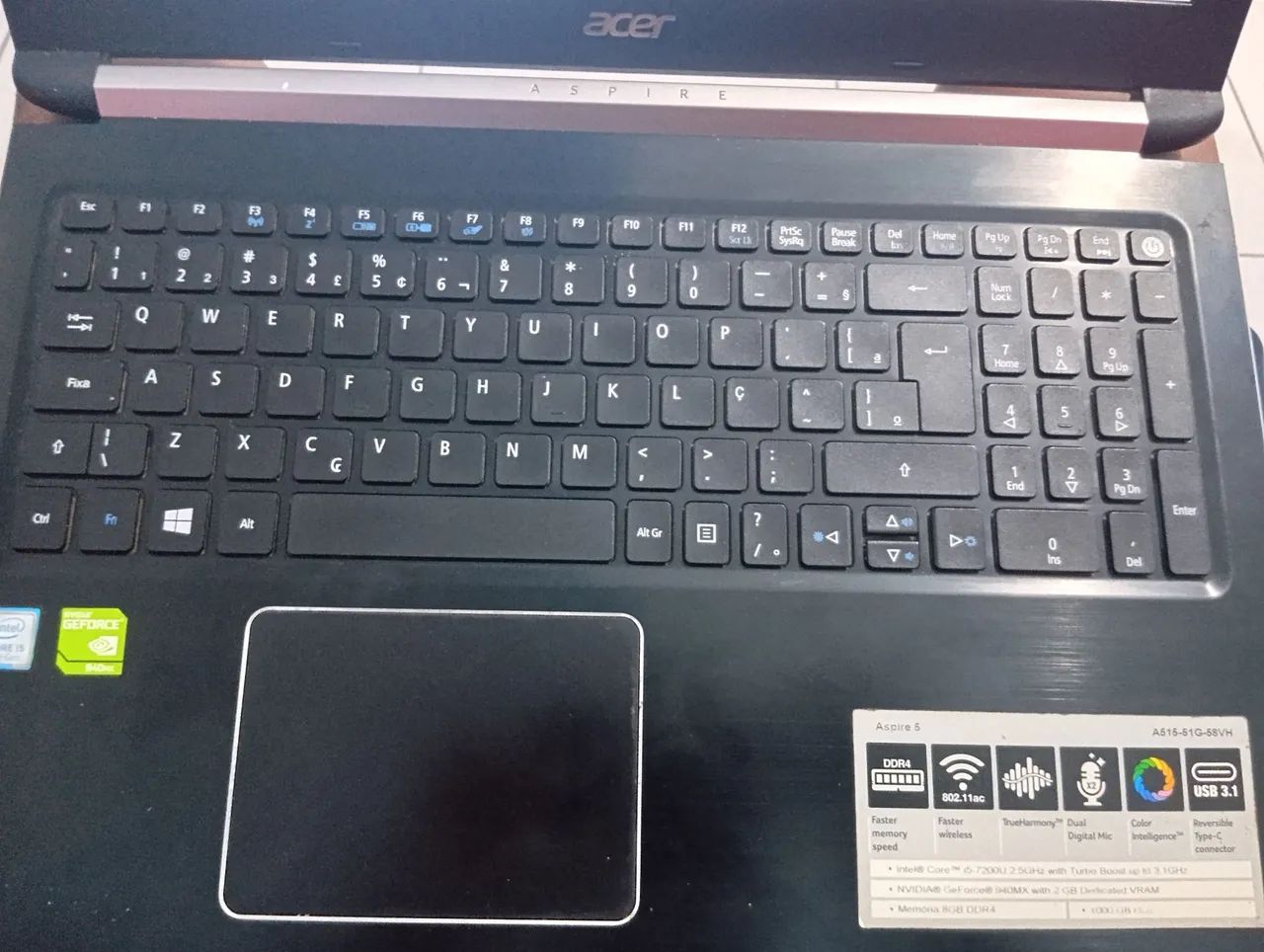 Notebook Acer Aspire 8gb RAM 128gb e 300gb em HD NVidia Geforce